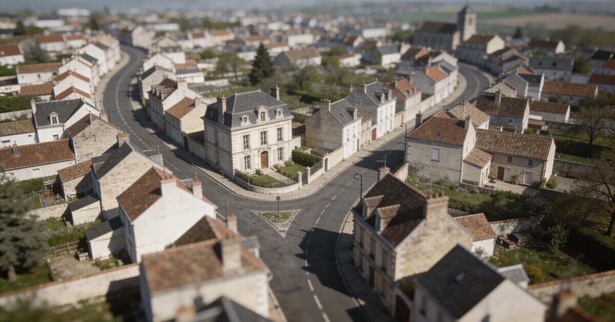 Vue aerienne de Compiegne avec rues et maisons