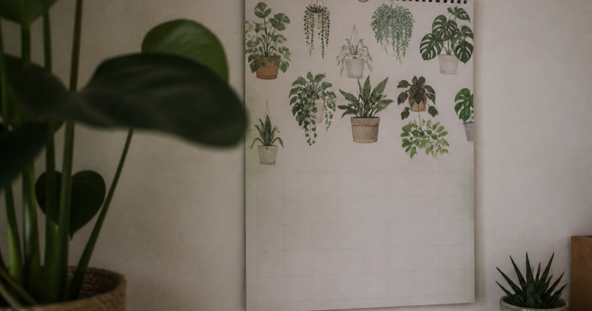 Calendrier mural affiche plantes vertes mois jardin